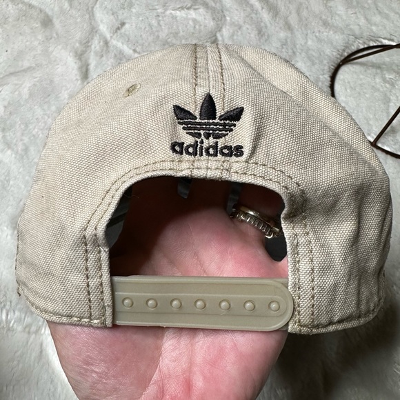Adidas Logo Snapback Dad Cap Baseball Hat Cream Adult Unisex OS - Picture 7 of 11